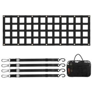Tailgate Net, 60 in x 18 in, Heavy Duty Cargo Net for Truck Bed with 4 Adjustable Telescopic Straps, Extendable & Durable, Flexible Adjustment, Suitable for Pickup, Trailer, Truck, Jeep, SUV