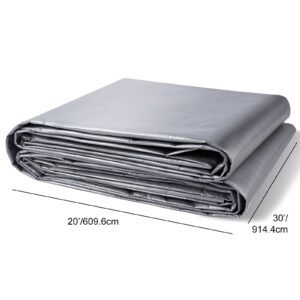tarp heavy duty waterproof 20x30 ft, plastic poly tarp cover 10 mil, multi purpose tear uv and temperature resistant outdoor tarpaulin with high durability reinforced grommets (silver/brown)