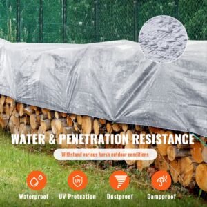 tarp waterproof 16x20 ft, plastic poly tarp cover 10 mil, multi purpose tear uv and temperature resistant outdoor tarpaulin with high durability reinforced grommets (silver/brown)