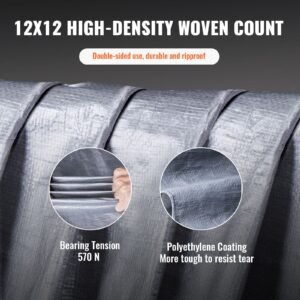 tarp waterproof 16x20 ft, plastic poly tarp cover 10 mil, multi purpose tear uv and temperature resistant outdoor tarpaulin with high durability reinforced grommets (silver/brown)