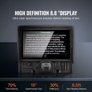 teleprompter, 10" aluminum alloy, desktop prompter with adjustable spectroscope, remote control, for youtube, twitch, zoom, supports dslr/webcam/smartphone, for video recording/live streaming