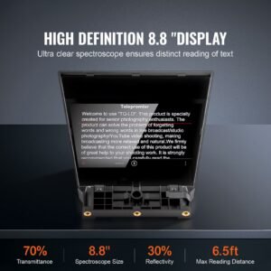 teleprompter, 8" aluminum alloy, desktop prompter with adjustable spectroscope, remote control, for youtube, twitch, zoom, supports dslr/webcam/smartphone, for video recording/live streaming