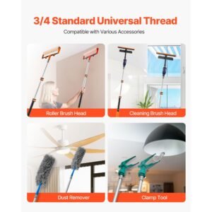 telescopic extension pole, 1.76 4 ft multi purpose extendable pole, sturdy aluminum alloy paint pole extension with flip lock design, high reach roller stick for painting, dusting and cleaning