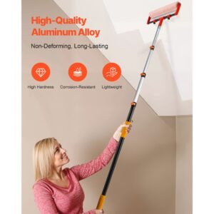 telescopic extension pole, 3.8 12 ft multi purpose extendable pole, sturdy aluminum alloy paint pole extension with flip lock design, high reach roller stick for painting, dusting and cleaning