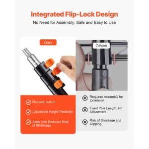 telescopic extension pole, 3.8 12 ft multi purpose extendable pole, sturdy aluminum alloy paint pole extension with flip lock design, high reach roller stick for painting, dusting and cleaning