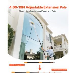 telescopic extension pole, 4.66 19 ft multi purpose extendable pole, sturdy aluminum alloy paint pole extension with flip lock design, high reach roller stick for painting, dusting and cleaning
