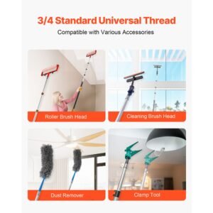 telescopic extension pole, 4.66 19 ft multi purpose extendable pole, sturdy aluminum alloy paint pole extension with flip lock design, high reach roller stick for painting, dusting and cleaning