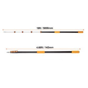 telescopic extension pole, 4.66 19 ft multi purpose extendable pole, sturdy aluminum alloy paint pole extension with flip lock design, high reach roller stick for painting, dusting and cleaning