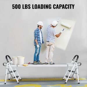 telescoping aluminum work plank, 6 9 feet 500lbs capacity, 12.5 inch width aluminum scaffold plank,extension staging plank with skid proof platform scaffold ladder accessory