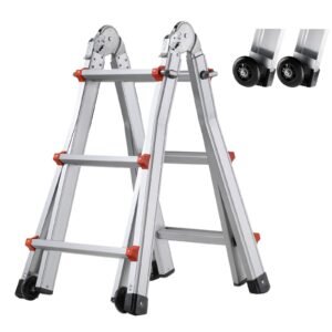 Telescoping Ladder A Frame, 11 FT Compact Aluminum Extension Ladder, Multi-Function Portable Collapsible RV Ladder, Telescopic Ladder for Homework Stairs Indoor Outdoor Roof, 330lb Load