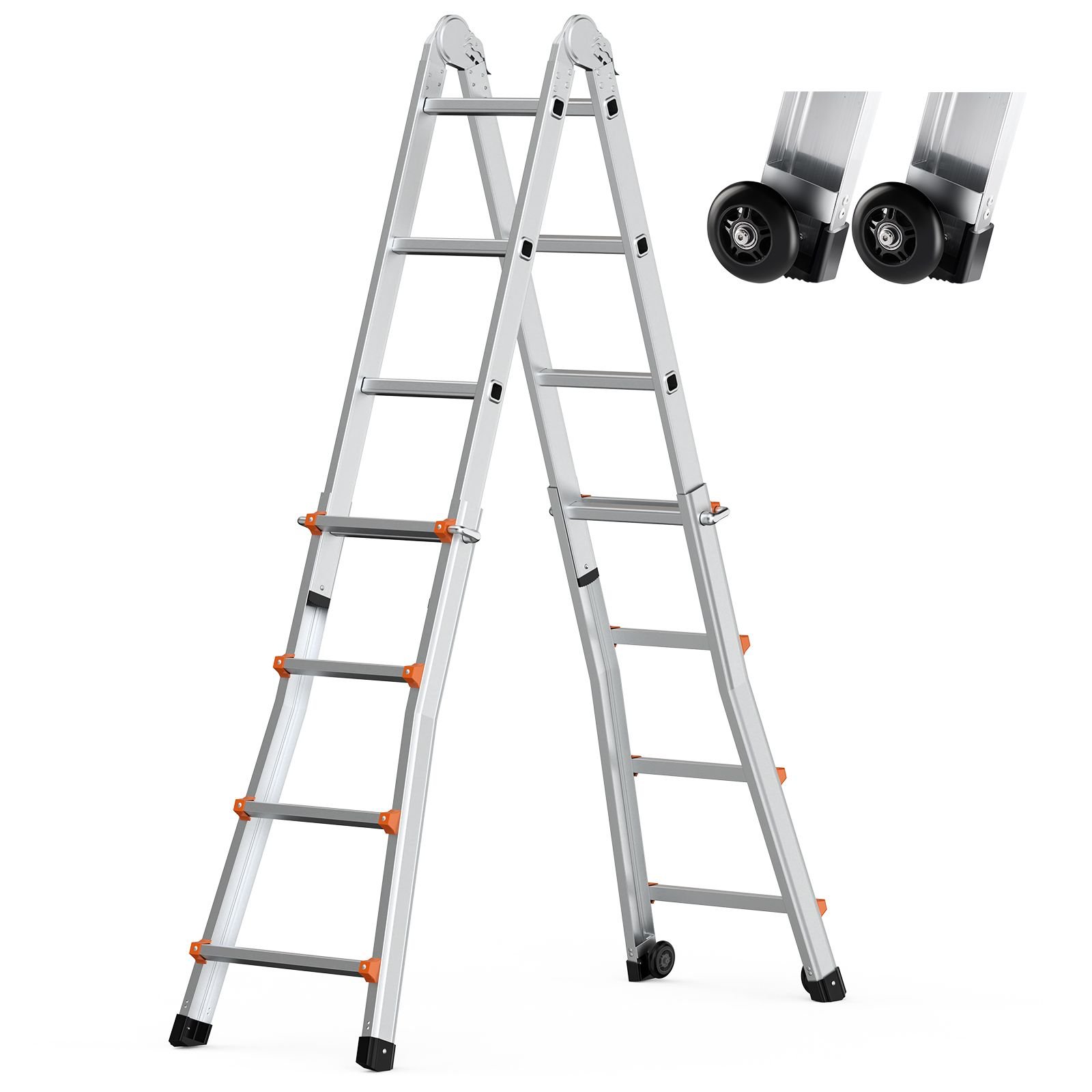 telescoping ladder a frame, 13 ft compact aluminum extension ladder, multi function portable collapsible rv ladder, telescopic ladder for homework stairs indoor outdoor roof, 330lb load