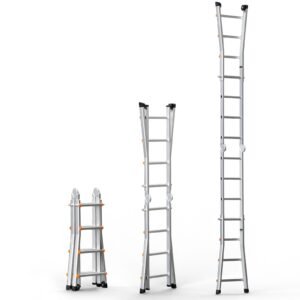 telescoping ladder a frame, 13 ft compact aluminum extension ladder, multi function portable collapsible rv ladder, telescopic ladder for homework stairs indoor outdoor roof, 330lb load