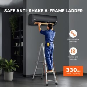 telescoping ladder a frame, 9.5 ft compact aluminum extension ladder, multi function portable collapsible rv ladder, telescopic ladder for homework stairs indoor outdoor roof, 330lb load