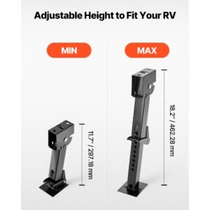 telescoping stabilizer jack, 2pcs telescoping folding trailer jack, trailer swing down stabilizer jack for rv trailer, supports 1000lbs capacity each, adjustable from 11.7 inch to 18.2 inch