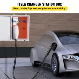 tesla charger station box, 28'' x 20'' x 10'', outdoor cable box charging box cable organizer, ip32 waterproof dustproof cool roll steel electrical enclosure box, for tesla wall connector