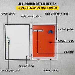 tesla charger station box, 28'' x 20'' x 10'', outdoor cable box charging box cable organizer, ip32 waterproof dustproof cool roll steel electrical enclosure box, for tesla wall connector