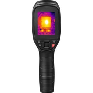 thermal imaging camera, 320 x 240 pixels super resolution, 25hz refresh rate infrared camera with 4 to 752 fahrenheit temperature range, 32g built in sd card, and rechargeable li ion battery