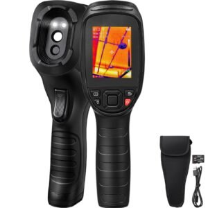 Thermal Imaging Camera, 320 x 240 Pixels Super Resolution with 2MP Visual Camera, 25Hz Refresh Rate Infrared Camera with -4 to 1022 F Temp, 64G SD Card and Rechargeable Li-ion Battery
