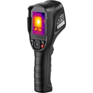 thermal imaging camera, 320 x 240 pixels super resolution with 2mp visual camera, 25hz refresh rate infrared camera with 4 to 1022 f temp, 64g sd card and rechargeable li ion battery