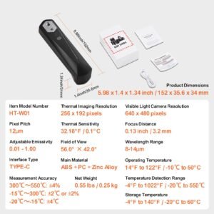 thermal imaging camera for android & ios, 256 x 192 ir high resolution, wireless infrared thermal imager with wifi & visual camera, 25hz refresh rate thermal camera for smartphone, 4 1022 f