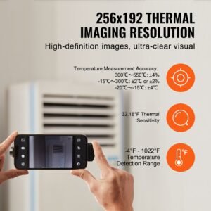thermal imaging camera for android & ios, 256 x 192 ir high resolution, wireless infrared thermal imager with wifi & visual camera, 25hz refresh rate thermal camera for smartphone, 4 1022 f