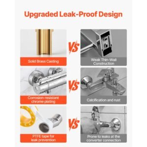 thermostatic shower faucet valve, 100 fahrenheit secure lock thermostatic shower valve trim mixer, hot cold water showering faucet temperature control valves, leak proof & chrome plated