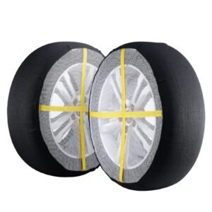 thickened snow socks for tires, full coverage tire socks with polyester fiber, snow traction tire cover for car, suv, pickup and truck (pack of 2) large