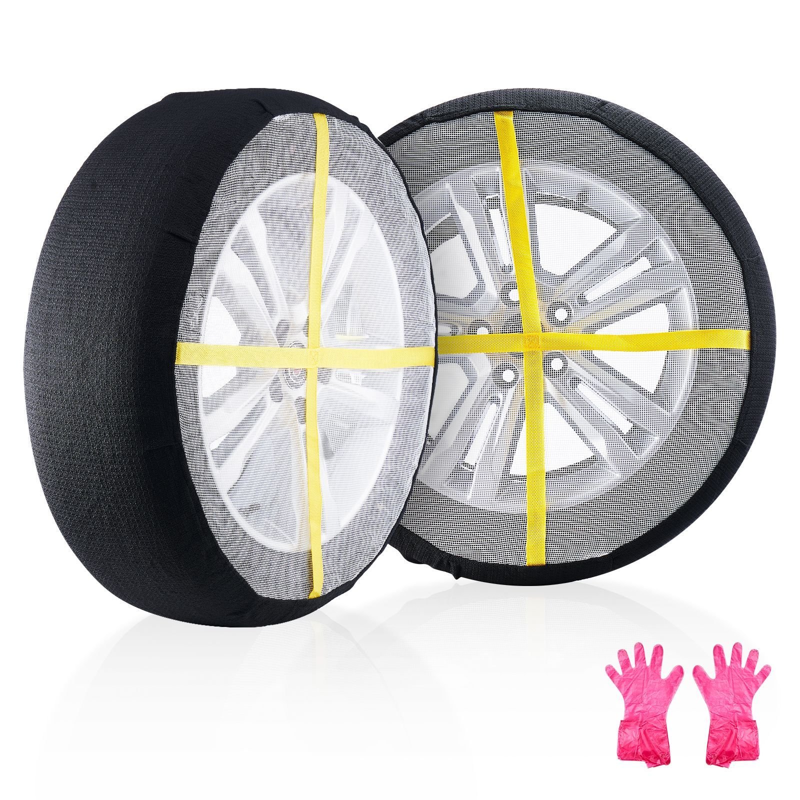 thickened snow socks for tires, full coverage tire socks with polyester fiber, snow traction tire cover for car, suv, pickup and truck (pack of 2) large