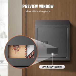 through the door key drop box, heavy duty steel through the door mailbox with 12" combination lock, mail drop box, black
