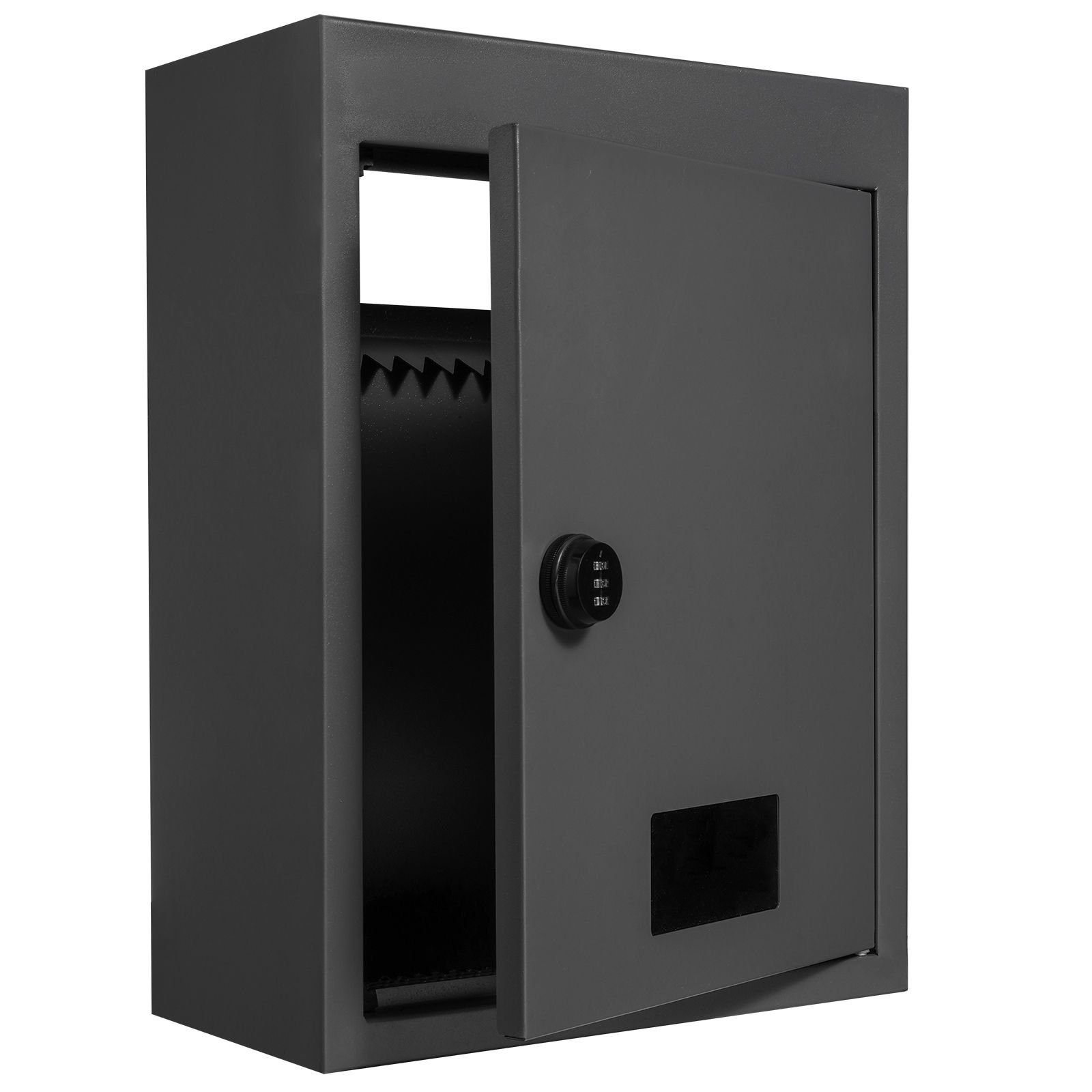 through the wall drop box, heavy duty steel through the wall mailbox with 2.8 7.9" 13" combination lock, 12.5x6.3x16.9" mail drop box, black
