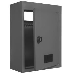 through the wall drop box, heavy duty steel through the wall mailbox with 2.8 7.9" 13" combination lock, 12.5x6.3x16.9 mail drop box, dark gray