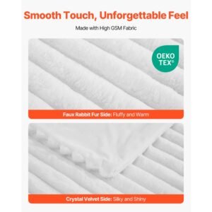 throw blanket, 50 x 60 inches / 1270 x 1524 mm, faux fur cozy throw blankets, cute small fuzzy throws, lightweight super soft bed blanket, ideal for couch, sofa, bedroom, white