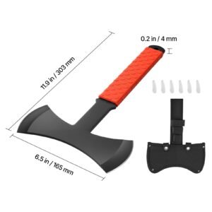 throwing axes and tomahawks, 3 pack 11.9 inch double bit axe throwing hatchet set, stainless steel head with non slip tpr rubber handle, with black nylon sheath, for recreation and competition