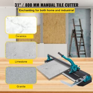 tile cutter 31 inch,manual tile cutter single rail with precise laser positioning, alloy cutter wheel with ergonomic handle, accurate rulers, for large tile 0.24" 0.59" thickness