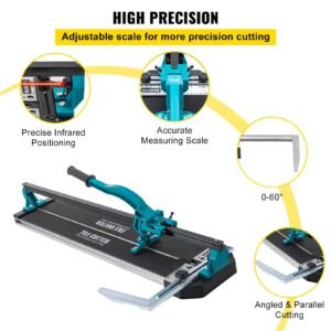 tile cutter 31 inch,manual tile cutter single rail with precise laser positioning, alloy cutter wheel with ergonomic handle, accurate rulers, for large tile 0.24" 0.59" thickness