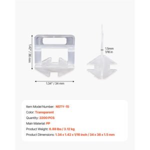 tile leveling system clips, 2200 piece diy tile leveler spacers, 1/16"(1.5 mm) tile leveler clips, tile leveling system tile installation tools for professional ceramic tile, stone installation