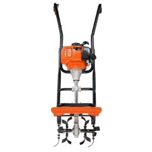 tiller cultivator, 31cc 4 stroke garden cultivator, tiller with 4 steel adjustable front tines for lawn, garden and field cultivation