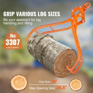 timber claw hook, 36 inch 4 claw log grapple for logging tongs, swivel steel log lifting tongs, eagle claws design with 3307 lbs/1500 kg loading capacity for tractors, atvs, trucks, forklifts