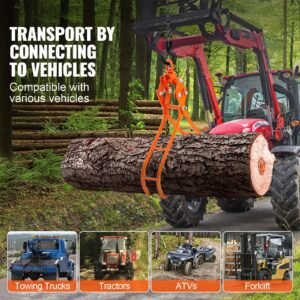 timber claw hook, 36 inch 4 claw log grapple for logging tongs, swivel steel log lifting tongs, eagle claws design with 3307 lbs/1500 kg loading capacity for tractors, atvs, trucks, forklifts