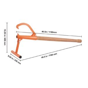 timberjack, 46.5 in, heavy duty log lifter with wooden handle, log roller with adjustable cant hook, logging tools log jack for logs ups to 15" dia, timber jack for rolling cutting lifting logs