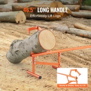 timberjack, 46.5 in, heavy duty steel log lifter, log roller with adjustable cant hook, logging tools log jack for logs ups to 15" dia, timber jack for rolling cutting lifting logs