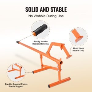 timberjack, 46.5 in, heavy duty steel log lifter, log roller with adjustable cant hook, logging tools log jack for logs ups to 15" dia, timber jack for rolling cutting lifting logs
