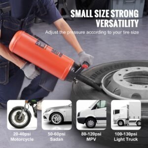 tire bead blaster, 150 psi, handheld 2.4 gal/9 l air bead seater, portable inflation tool, 87 116 psi for trucks, atvs, cars, and tractor tire repairs