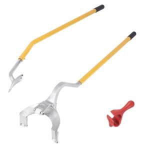 tire mount demount tool, 22.5 24.5 inch manual steel tire changer mount demount removal tool, with extra bead holder, tubeless truck bead breaker, 3 pcs tire changing tools, orange