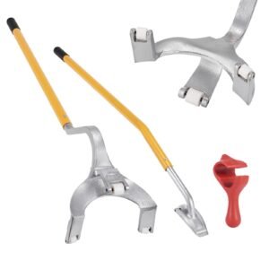Tire Mount Demount Tool, 22.5-24.5 inch Manual Steel Tire Changer Mount Demount Removal Tool, with Extra bead holder, Tubeless Truck Bead Breaker, 3 PCS Tire Changing Tools, Orange