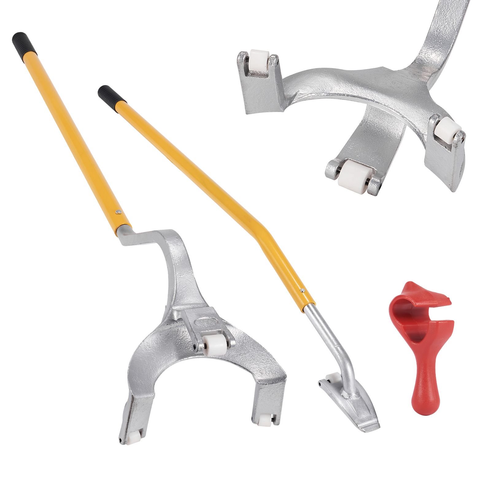 tire mount demount tool, 22.5 24.5 inch manual steel tire changer mount demount removal tool, with extra bead holder, tubeless truck bead breaker, 3 pcs tire changing tools, orange