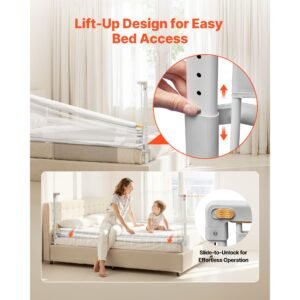 toddler bed rail, kids beds guard rail with reinforced iron pipe and oxford cloth, adjustable height bed side railing, portable guard bumper barrier for crib, bunk, 78.74 x 35.04 in, 1 piece