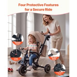 toddler tricycle & stroller for 18 months to 5 year old, 7 in 1 kids trike with parent push handle, canopy, rotating seat and storage, tricycle for toddlers, birthday toy for boys and girls