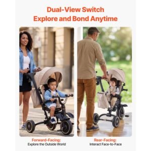 toddler tricycle & stroller for 18 months to 5 year old, 7 in 1 kids trike with parent push handle, canopy, rotating seat and storage, tricycle for toddlers, birthday toy for boys and girls
