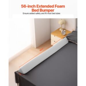 toddlers bed bumper, 56 inch non slip bed rail bumper, high rebound foam bedrail guard for toddlers with machine washable cover for twin, full, queen & king beds, lightweight and travel friendly